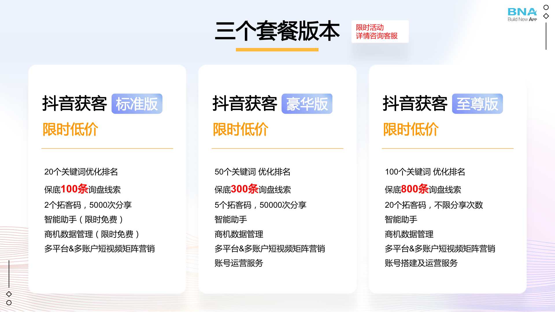 抖音获客三个套餐版本